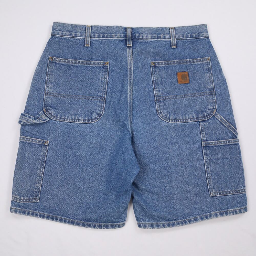 Vintage Carhartt B29 STW Faded Blue Denim Carpenter Jean Shorts Size 33.5